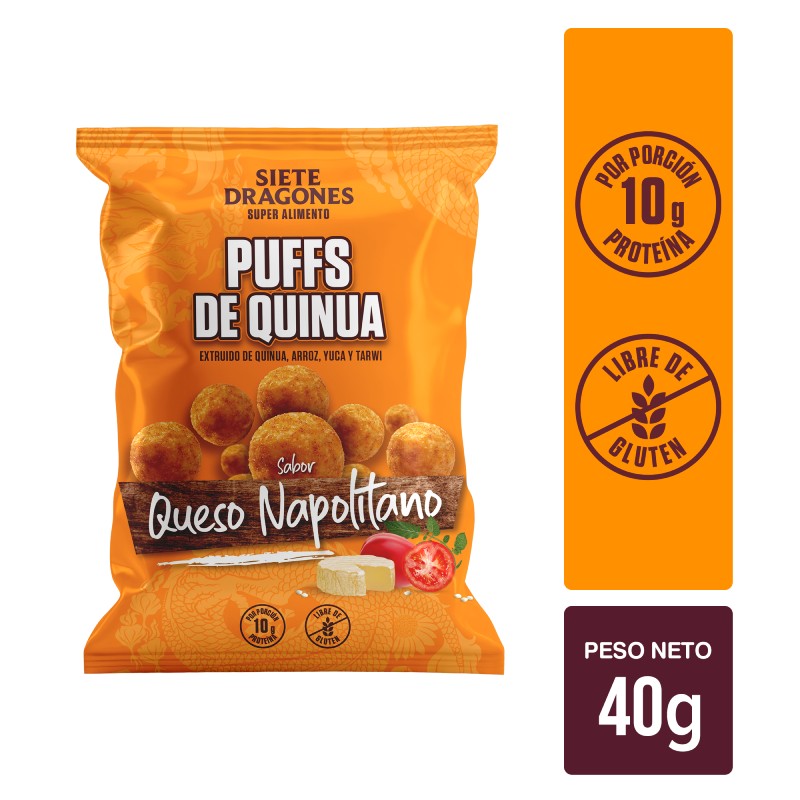 PUFF DE QUINUA SABOR A NAPOLITANO SIETE DRAGONES 40GR