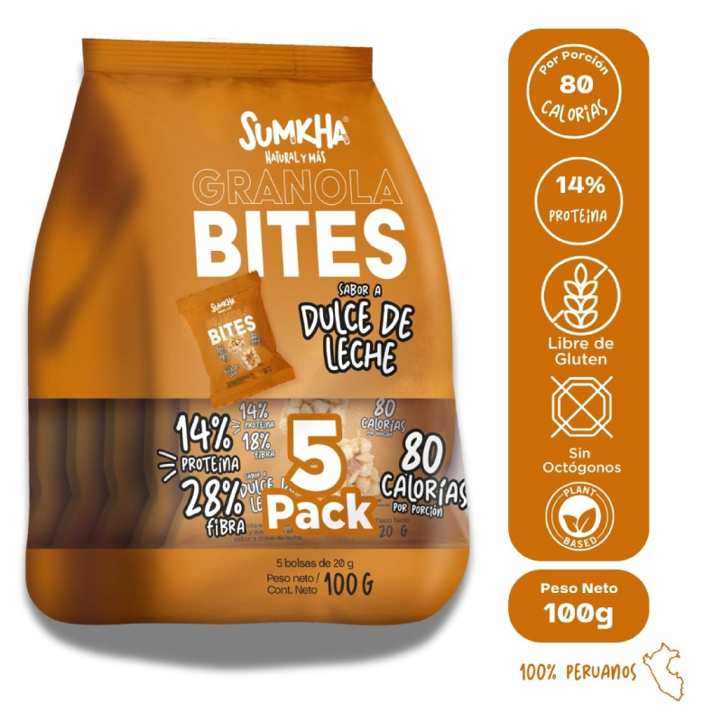 Sumkha Granola Bites fivepack dulce de leche x 100gr Sumkha Granola Bites fivepack dulce de leche x 100gr