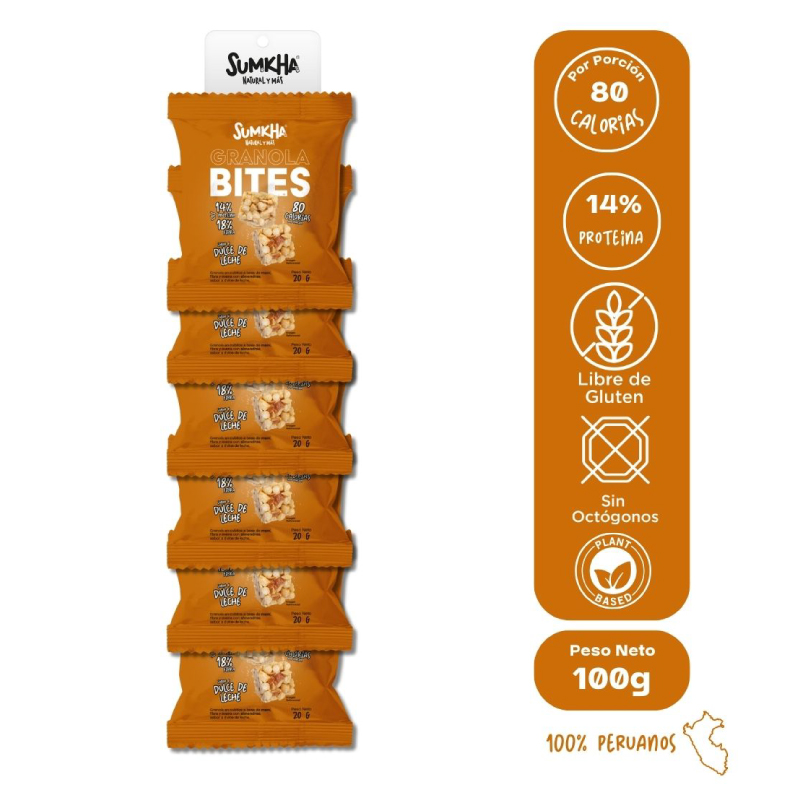 Sumkha Granola Bites sabor dulce de leche tira 20gr x 6un Sumkha Granola Bites sabor dulce de leche tira 20gr x 6un